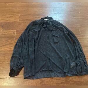 Michael Kors Dark Gray Sheer Top Blouse